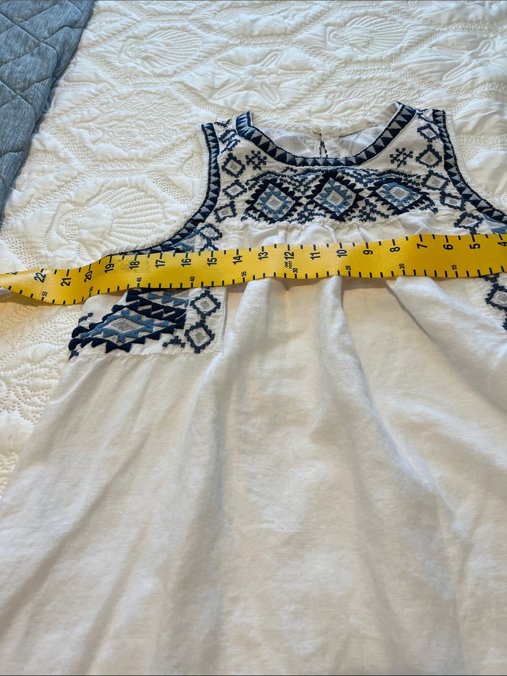 Lucky Brand White Sleeveless Embroidered Tunic with Blue Accents - Picture 4 of 15
